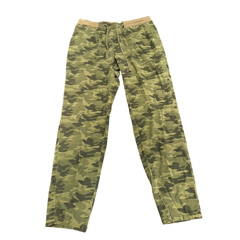 da-sh Women's Camouflage Elastic Waist Drawstring Pants Size Small Green Camo